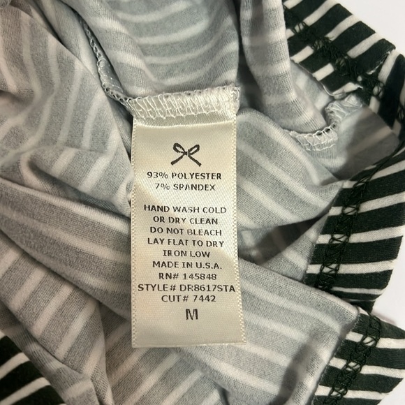 French Grey green and whitete stripe dress size medium - Picture 8 of 8